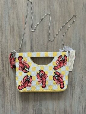 Made in India Beaded Lobster Checkered Crossbody Bag